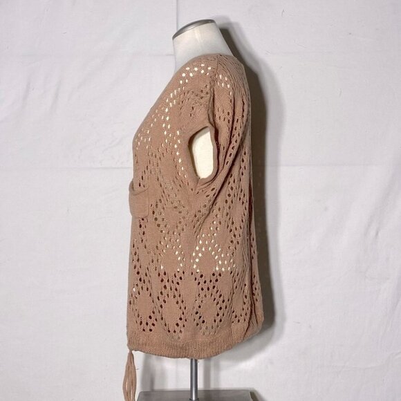 5/$25 Blue Bird Nude Open Knit Tie Waist  Sweater M - Picture 3 of 14
